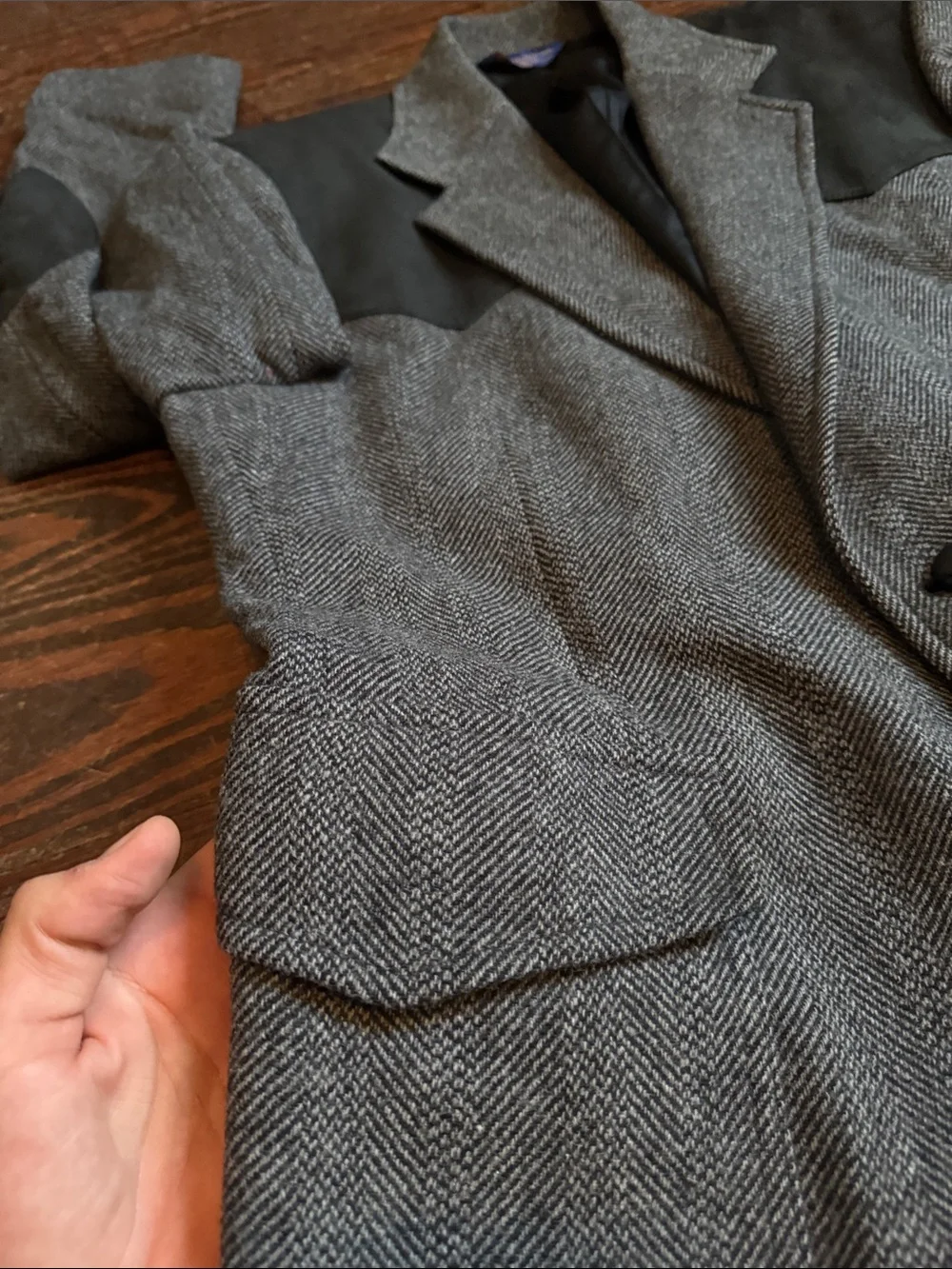 VTG Pendleton Gray Herringbone Wool Western Blazer 42R